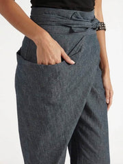 Lisa | Dames Hoge Taille Wikkel Cropped Toelopende Broek