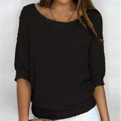 Fleur | Dames Katoenmix Gebreide 3/4 Mouw Oversized Trui