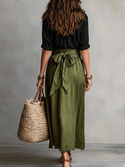Anna | Dames Knoop Twee-Delige Set Hoge Taille Maxi