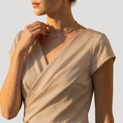Nina | Dames Korte Mouw Gedrapeerde Wikkel V-hals Blouse Top