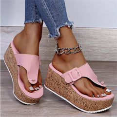 Tessa | Dames Kurk Sleehak Comfortabele Sandalen Teenslippers Gesp