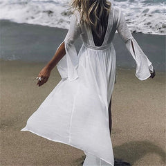 Sara | Dames Lange Open-Rug Maxi Tunic Strandkimono Vloeiend