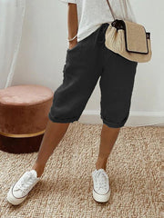 Femke | Dames Linnen Bermuda Shorts met Trekkoord