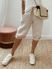 Femke | Dames Linnen Bermuda Shorts met Trekkoord