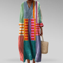 Elin | Dames Linnen Oversized V-hals Maxi Jurk