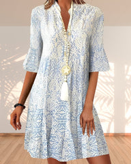Tessa | Dames Luchtige Boho Tunica Jurk Wijde Pasvorm Bohemian Print