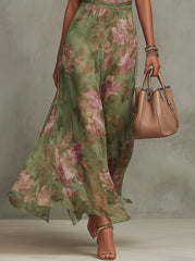 Eva | Dames Mouwloze Halter Maxi Jurk met Bloemenprint