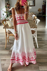 Tessa | Dames Mouwloze Maxi-jurk Vierkante Hals Vetersluiting Bohemian Print