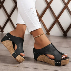 Sanne | Dames Orthopedische Sleehak Sandalen Kurkzool