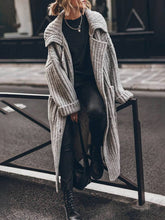 Elin | Dames Oversized Grofgebreide Revers Cardigan Longline