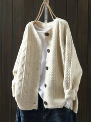 Mila | Dames Oversized Kabelgebreide Cardigan Knoop
