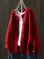 Mila | Dames Oversized Kabelgebreide Cardigan Knoop