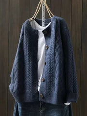 Mila | Dames Oversized Kabelgebreide Cardigan Knoop