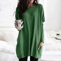 Eva | Dames Oversized Langarm Tunic met Zakken Ronde Hals