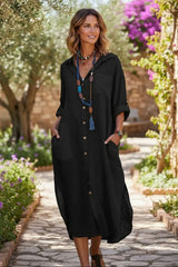 Yara | Dames Oversized Linnen Avondjurk Casual Midi
