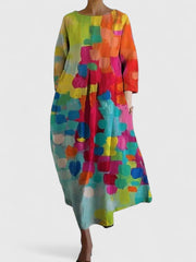 Sara | Dames Oversized Midi-jurk met Zeeschildpaddenprint