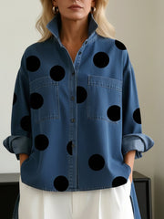 Eva | Dames Oversized Polka Dot Lange Mouwen Blouse