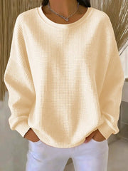 Sara | Dames Oversized Wafelstructuur Ronde Hals Pullover Sweater
