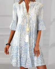 Sophie | Dames Paisley Print V-Hals Driekwart Mouw Jurk
