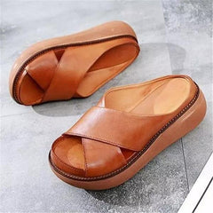 Julia | Dames Platte Gekruiste Bandjes Comfort Sandalen