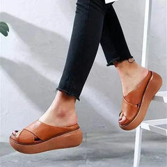 Julia | Dames Platte Gekruiste Bandjes Comfort Sandalen