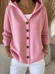 Sophie | Dames Relaxed-Fit Gebreide Cardigan Met Capuchon Knoopsluiting