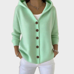 Sophie | Dames Relaxed-Fit Gebreide Cardigan Met Capuchon Knoopsluiting