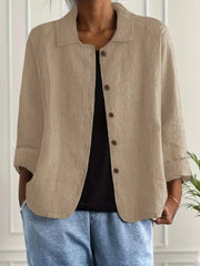 Nina | Dames Relaxed-Fit Gekraagde Knoopsluiting Blazer met Lange Mouwen