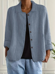 Nina | Dames Relaxed-Fit Gekraagde Knoopsluiting Blazer met Lange Mouwen