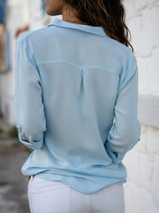 Yara | Dames Relaxed-Fit Luchtige Knoop Blouse met Oprolbare Mouwen