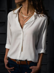 Yara | Dames Relaxed-Fit Luchtige Knoop Blouse met Oprolbare Mouwen