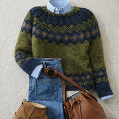 Lisa | Dames Relaxed-Fit Nordic Fair Isle Gebreide Trui
