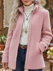 Lotte | Dames Teddy Fleece Rits Women Coat Staande Kraag