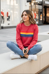 Emma | Dames Vintage Regenbooggestreepte Relaxed-Fit Sweatshirt