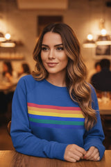 Emma | Dames Vintage Regenbooggestreepte Relaxed-Fit Sweatshirt