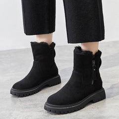 Sara | Dames Warme Gevoerde Suède Slip-On Ankle Boots