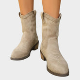 Olivia | Dames Western Suède Ankle Boots met Stikseldetails