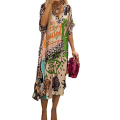 Emma | Dames Wijd Uitlopende Grafisch Bedrukte V-hals Tunic