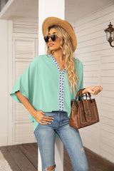 Sophie | Dames Wijdvallende V-hals Tunic Geometrische Borduurrand
