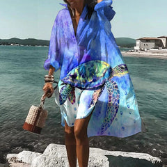 Emily | Women Casual Printed Shirt Midi Dress