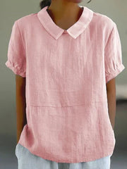 Sophie | Dames Linnen Blouse Met Peter Pan Kraag