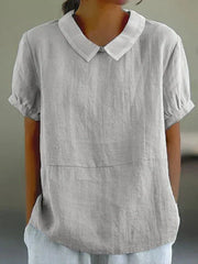 Sophie | Dames Linnen Blouse Met Peter Pan Kraag