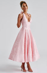 Phoebe | Dames Bruiloft Gasten Halter Midi Jurk