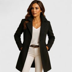 Lieke | Elegante Slanke Women Coat Klassieke Revers Knoopsluiting