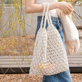 Femke | Gehaakte Katoenen Tote Bag Macramé Boodschappentas