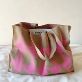 Nora | Grafische Canvas Tote Bag Ruime Beige Roze Shopper