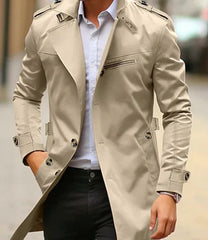 Milan | Heren Elegante Wool Coat Klassieke Trenchcoat met Schouderstukken