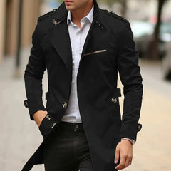 Milan | Heren Elegante Wool Coat Klassieke Trenchcoat met Schouderstukken