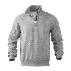 Bram | Heren Gebreide Kwart-Rits Pullover Sweater Kabelpatroon