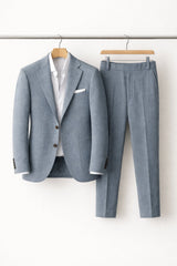 Lars | Heren Grijsblauwe Two-Piece Set Slim-Fit Formeel Pak